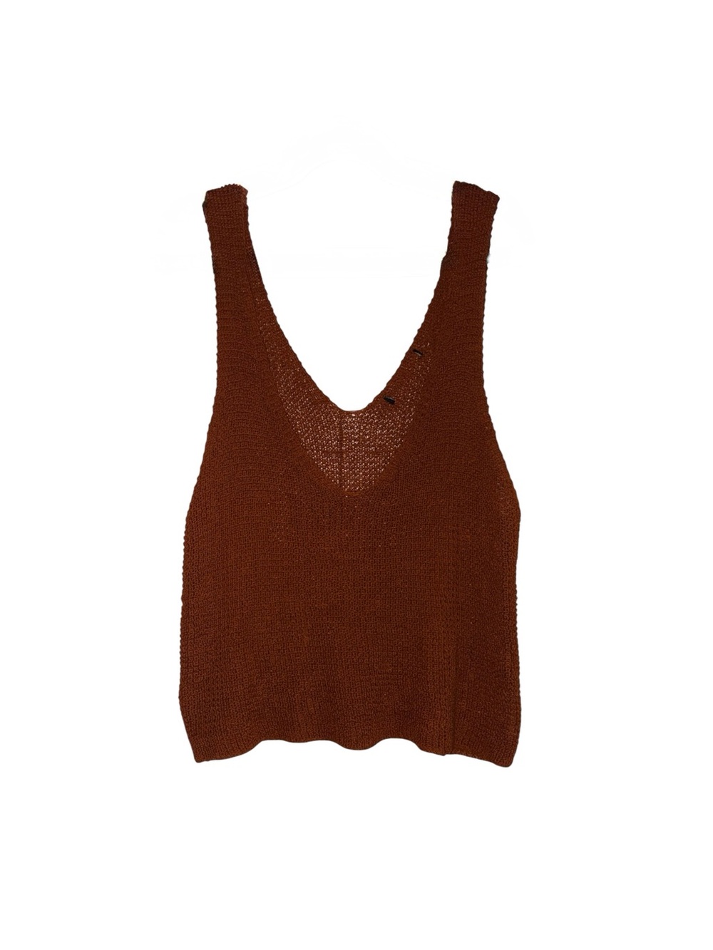 Rust Knit Sweater Tank Top V-Neck Sleeveless